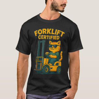 T-shirt Chat certifié chariot élévateur pour travailleurs