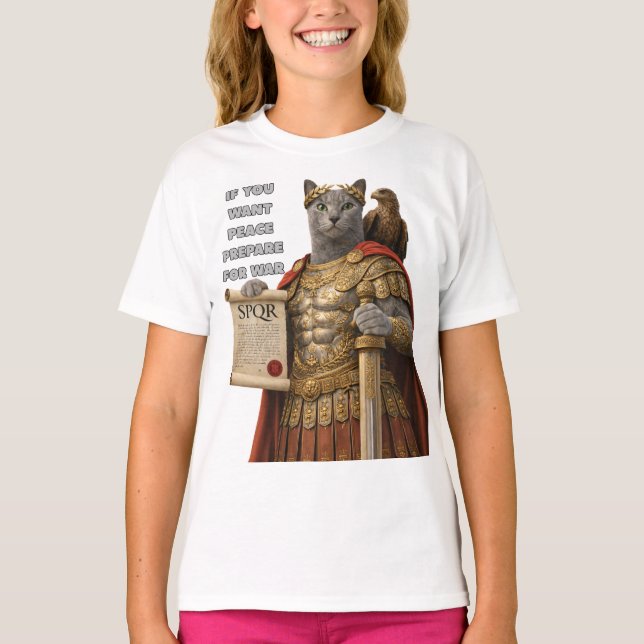 T-shirt Chat César Bleu Russe (Devant)