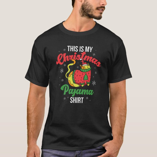 T-shirt Chat C'Est Mon Pyjama De Noël (Devant)