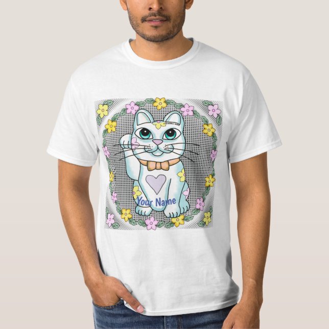T-Shirt Chat Chanceux Blanc (Devant)