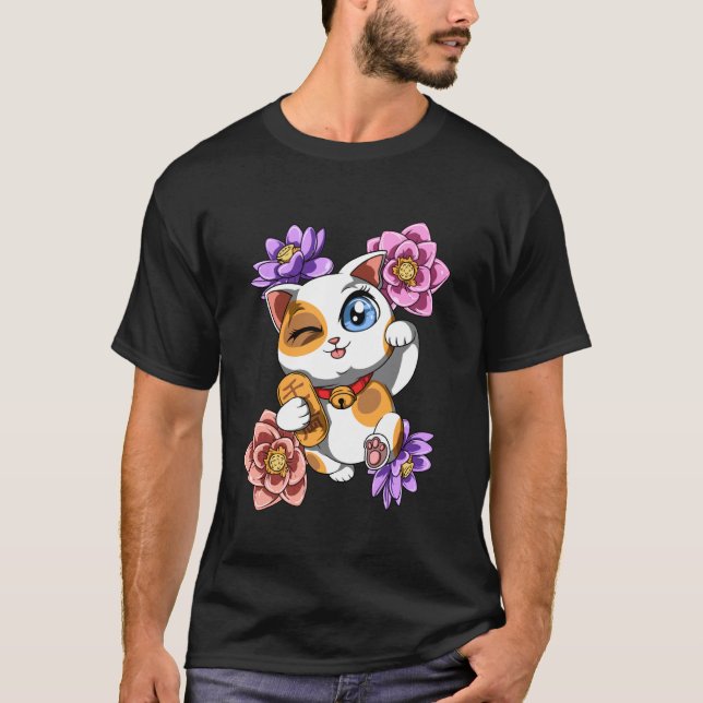 T-shirt Chat Chanceux Mignon (Devant)