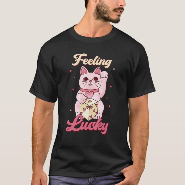 T-shirt Chat Chanceux Saint-Valentin Rétro Époux (Devant)