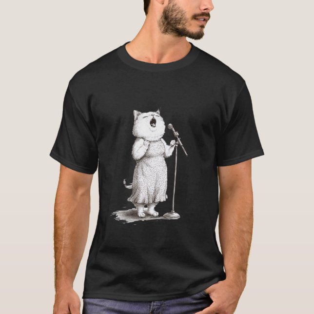 T-shirt Chat chantant dans une performance de microphone (Devant)