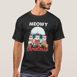 T-shirt Chat Chapeau de Noël Meowy Catmas Santa Xmas Enfan