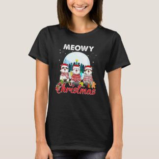T-shirt Chat Chapeau de Noël Meowy Catmas Santa Xmas Enfan