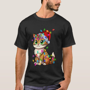 T-shirt Chat Chapeau de Noël Santa Kitten Amoureux Drôle d