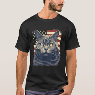 T-shirt Chat Chartreux Drapeau américain 4 juillet