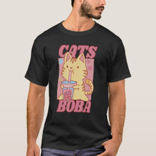 T-shirt Chat Chat Avec Bubbletea Boba Perles Cute Coloré C