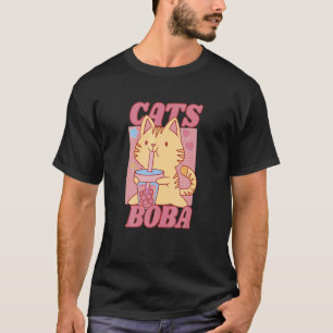 T-shirt Chat Chat Avec Bubbletea Boba Perles Cute Coloré C