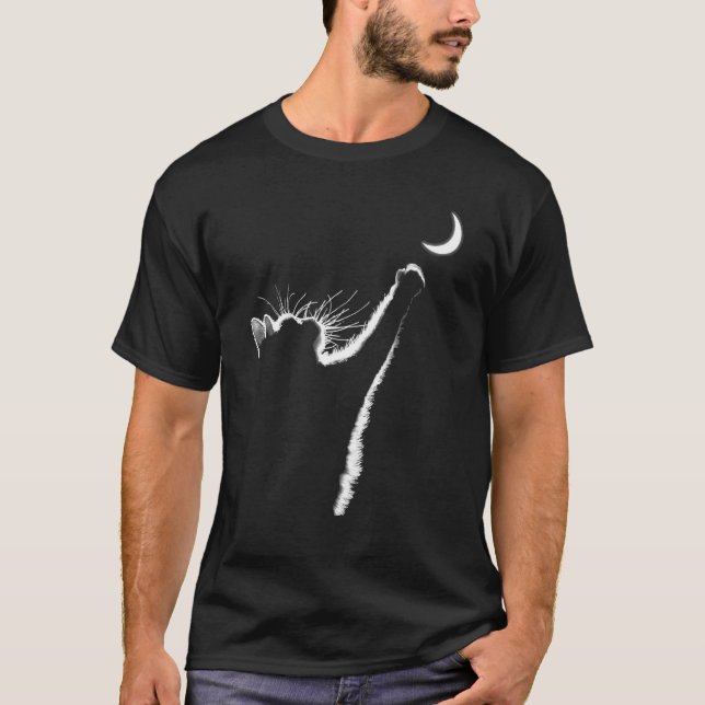 T-shirt Chat Chat Avec Lune (Devant)