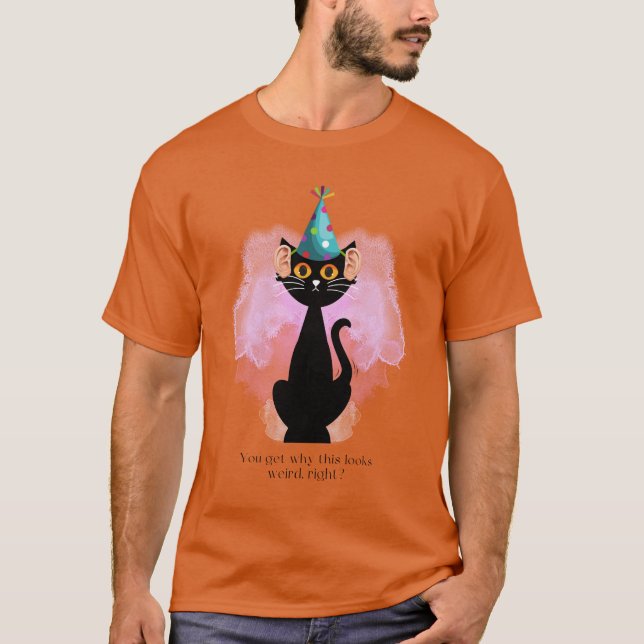 T-shirt Chat | Chat avec un chapeau de fête sarcastique |  (Devant)
