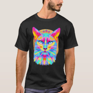 T-shirt Chat Chat Femme Homme & Enfants Coloré Kitty Art