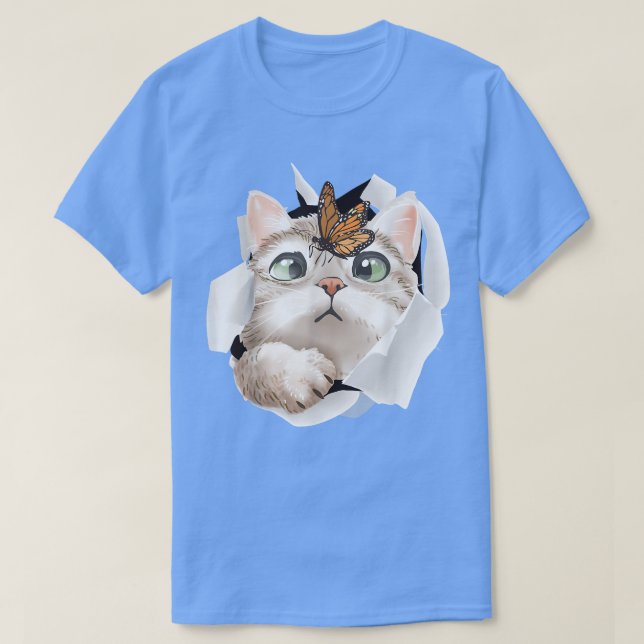 T-shirt Chat, Chat Orange T, Tissu Torn Chat, Chaton  (Design devant)