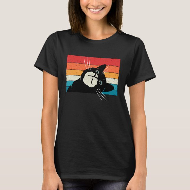 T-shirt Chat Chat Rétro Chat Chat Propriétaire Mignon Chat (Devant)