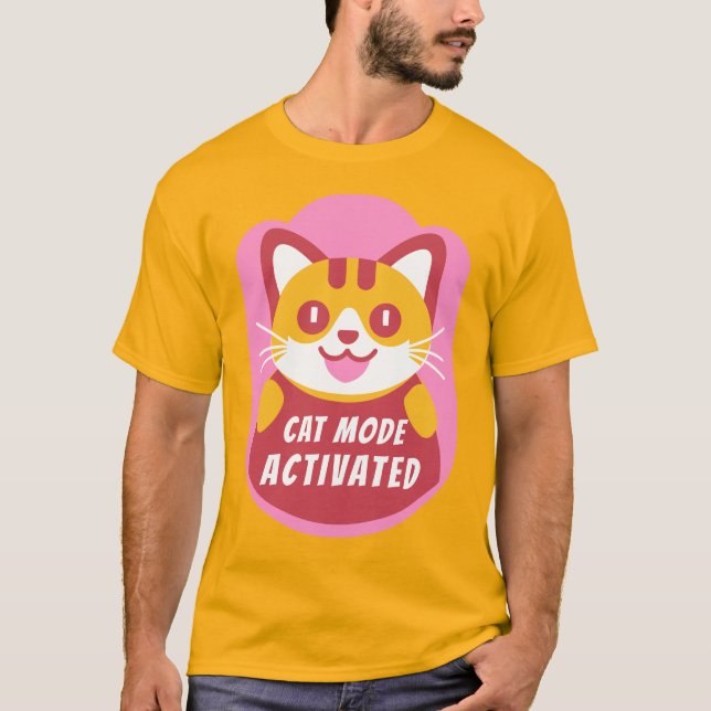 T-shirt Chat chat Tabby orange ou jaune avec texte personn (Devant)