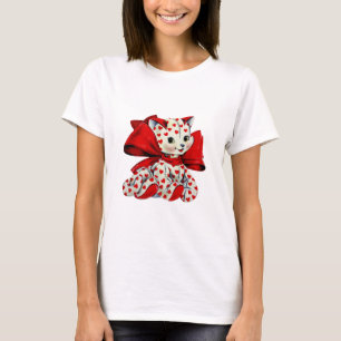 T-shirt Chat chaton blanc avec le coeur Vintage Valentines