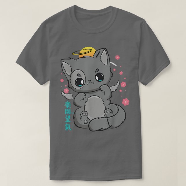 T-shirt Chat Chaton Chibi Anime Neko Pastel Goth Angelcore (Design devant)