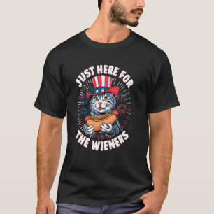 T-shirt Chat Chaton Drôle Juste Ici Pour Les Saucisses Cha
