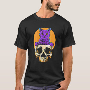 T-shirt Chat Chaton Gothique Pastel Crâne Tête de Mort Min