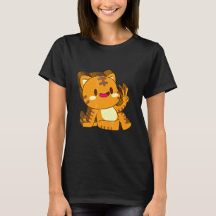 T-shirt Chat Chaton Kitty Multicouche Paix Détendu Mignon