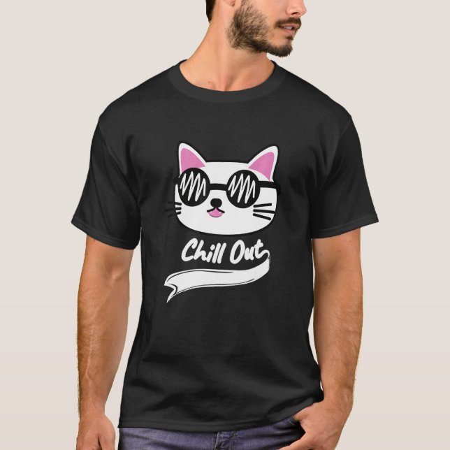 T-shirt Chat Chaton Lunettes de soleil Chiller (Devant)