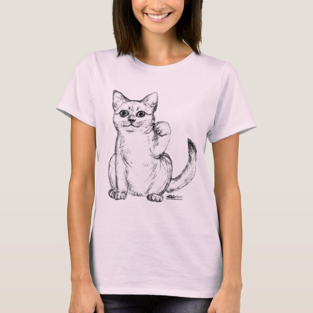 T-shirt Chat Chaton Maneki Neko Invitant (Devant)