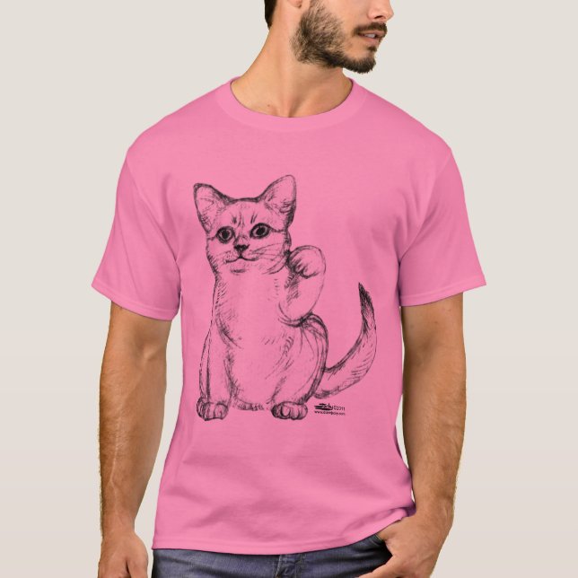 T-shirt Chat Chaton Maneki Neko Invite (Devant)