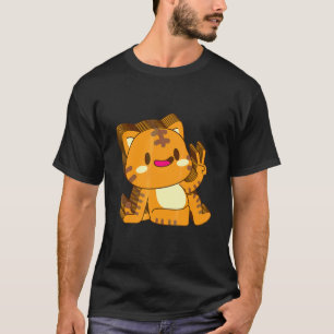 T-shirt Chat Chaton Minou Multicouche Paix Détendu Mignon 