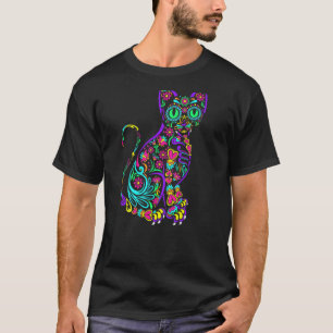 T-shirt Chat Chaton Pattes Crâne de Sucre Calavera Gato su