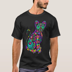 T-shirt Chat Chaton Pattes Crâne de Sucre Calavera Hallowe