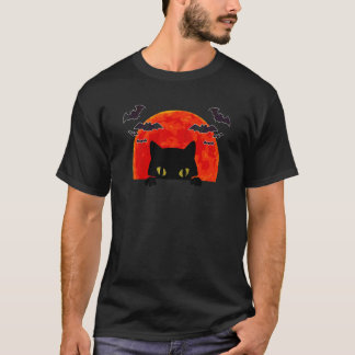 T-shirt Chat Chauve-Souris Noir Épouvantable Nuit de Plein