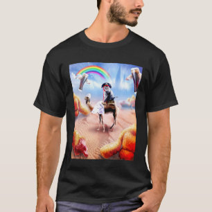 T-shirt Chat chevauchant un chameau avec des nuggets de po