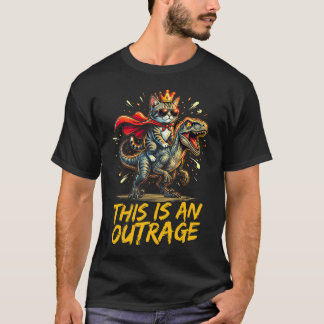 T-shirt Chat chevauchant un dinosaure C'est un outrage
