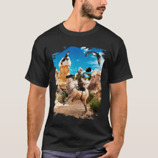 T-shirt Chat chevauchant un lama