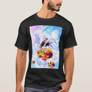 T-shirt Chat Chevauchant Une Vache Sur Des Nuages Et Des G