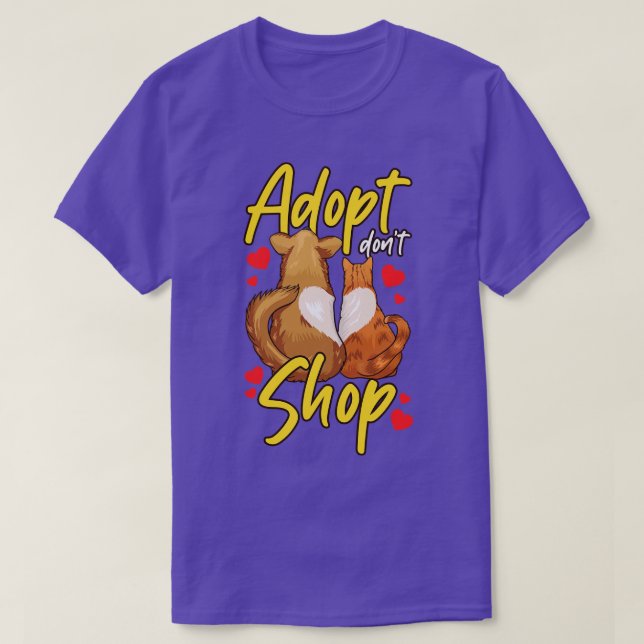 T-shirt Chat chien adopter Dont Shop (Design devant)