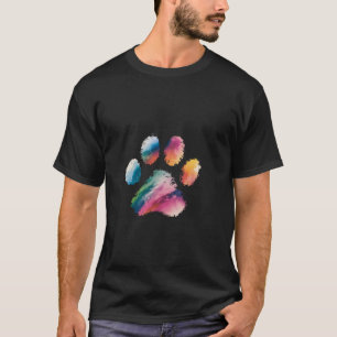 T-shirt Chat Chien Empreinte De Patte Aquarelle Arc-En-Cie