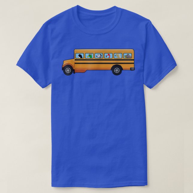 T-shirt Chat, Chien Et Canard Dans Un Bus Scolaire Drôle13 (Design devant)
