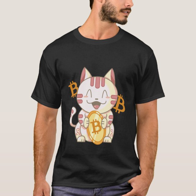 T-shirt Chat Chinois Chanceux Bitcoin (Devant)