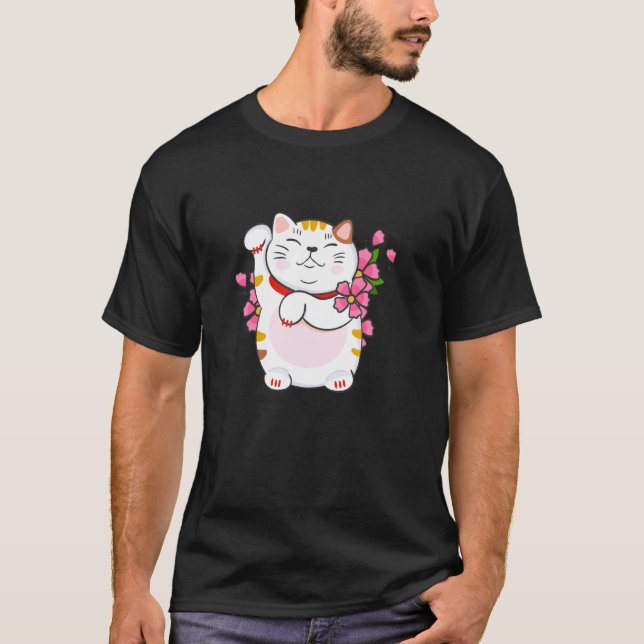 T-shirt Chat Chinois Maneki Neko Chanceux (Devant)