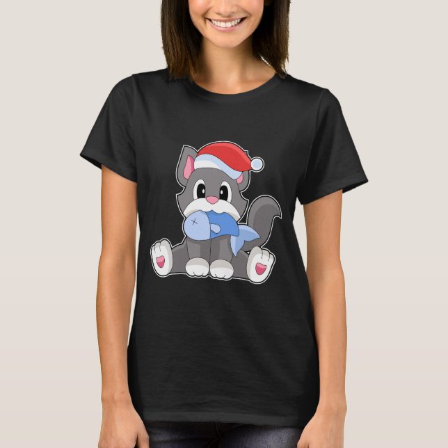 T-shirt Chat Christmas Fish (Devant)