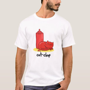 T-shirt Chat-chup Funny Red Ketchup Pun de chat