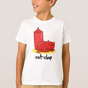 T-shirt Chat-chup Funny Red Ketchup Pun de chat