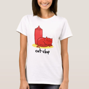 T-shirt Chat-chup Funny Red Ketchup Pun de chat