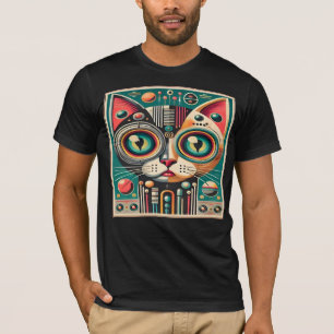 T-shirt Chat Circuit Rétro Futuriste Milieu de Siècle