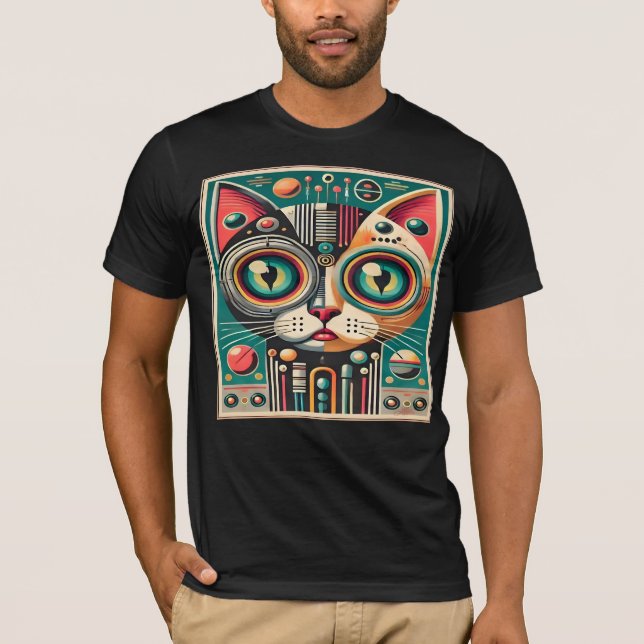 T-shirt Chat Circuit Rétro Futuriste Milieu de Siècle (Devant)