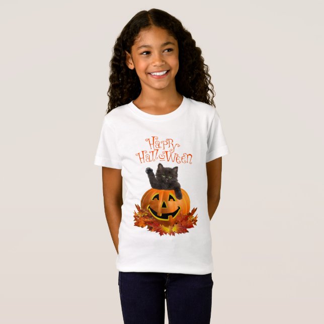 T-Shirt Chat Citrouille (Devant entier)