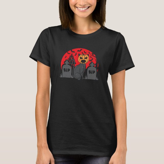 T-shirt Chat Citrouille Chat Propriétaire Chat Kitten Anim (Devant)
