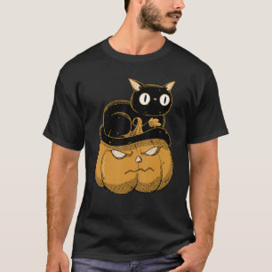 T-shirt Chat citrouille Et Noir Halloween Costume Kitty