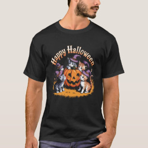T-shirt Chat Citrouille Halloween Floral Saison Fantomatiq
